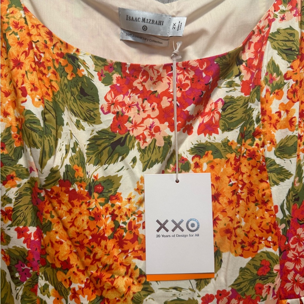 Isaac Mizrahi Floral Midi Dress - Red, Yellow, Green - Picture 6 of 9
